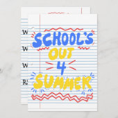 学校の夏休み ルーズリーフの招待状 招待状 (正面/裏面)