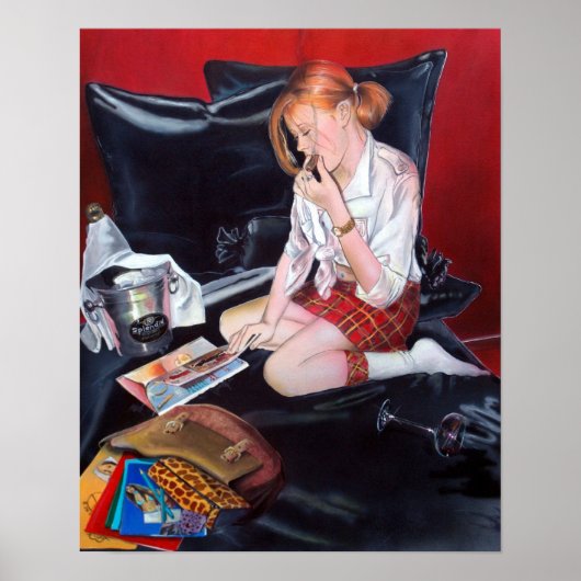 学校の外のプリントドルーポスターウーマン絵画ズ ポスター (正面)