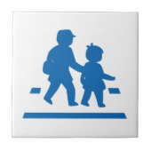 学校の子ども横断>>日本の交通標識 タイル (正面)