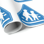 学校の子ども横断>>日本の交通標識 ラッピングペーパー (ロールコーナー)