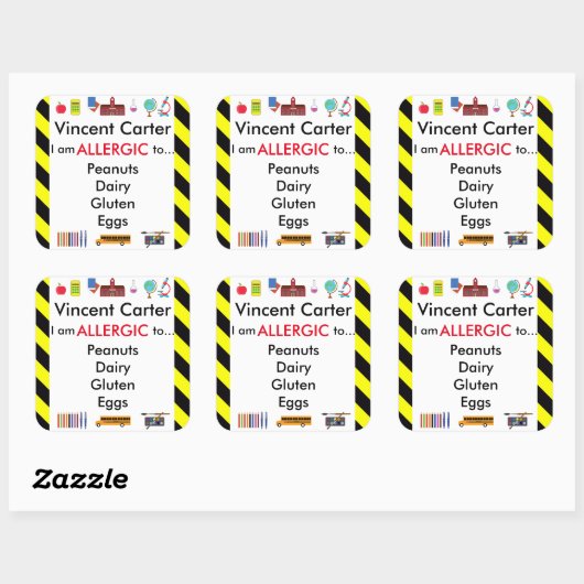 学校の子供の机のためのアレルギー警告シール スクエアシール (シート)