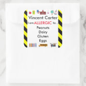 学校の子供の机のためのアレルギー警告シール スクエアシール (バッグ)