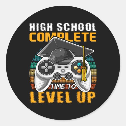 学校の完全なビデオゲーム上級卒業ギフト ラウンドシール (正面)