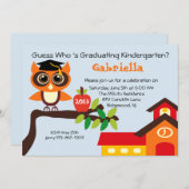 学校の家の賢いフクロウは卒業の招待状をからかいます 招待状 (正面/裏面)