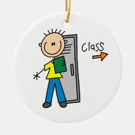 学校の少年 セラミックオーナメント (正面)