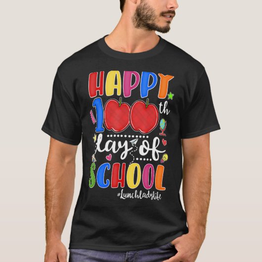 学校の幸せな100日Red Plaid Apple Lunch La Tシャツ (正面)