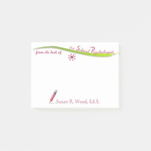 学校の心理学者のピンクの鉛筆の付箋 ポストイット (正面)