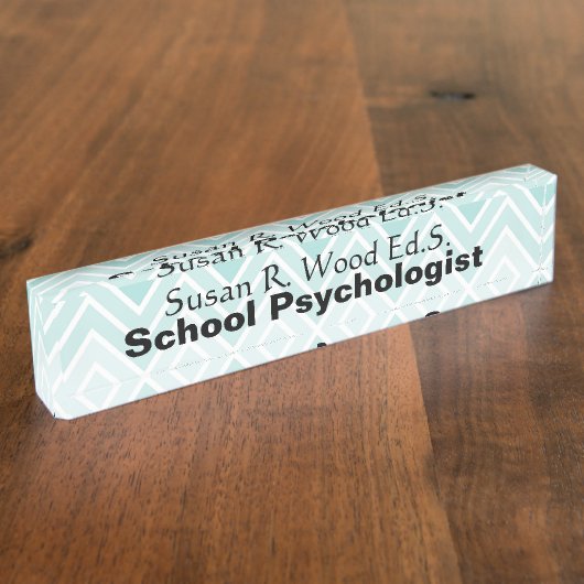 学校の心理学者の水のグラデーションなデザインのネームプレート デスクネームプレート (側面)