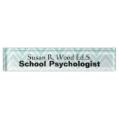 学校の心理学者の水のグラデーションなデザインのネームプレート デスクネームプレート (正面)