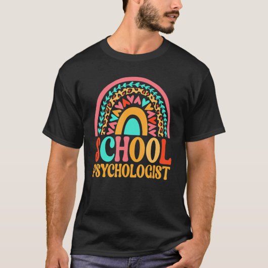 学校の心理学者カラフルレインボー戻る学校 Tシャツ (正面)