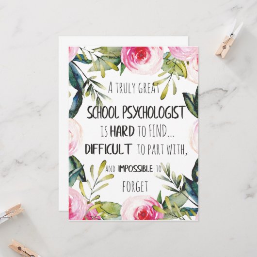 学校の心理学者事務所の装飾の感謝ギフト カード (正面/裏面インサイチュ)