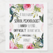 学校の心理学者事務所の装飾の感謝ギフト ワインラベル (シングルラベル)