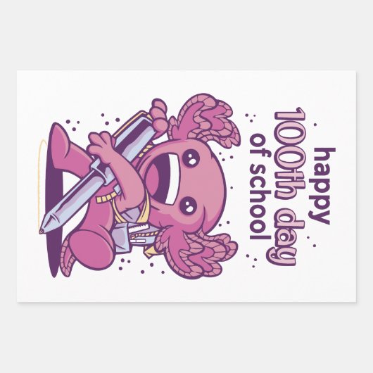 学校の招待状の100日目 ラッピングペーパーシート (正面)