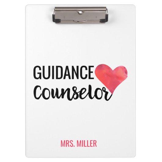 学校の指導カウンセラーのパーソナライズなタイポグラフィ クリップボード (正面)