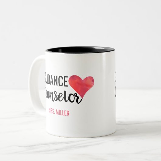 学校の指導カウンセラーのパーソナライズな水彩画 ツートーンマグカップ (正面左)