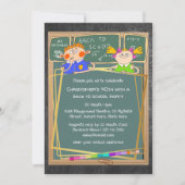 学校の教室の漫画の子供の大人のパーティー 招待状 (正面)