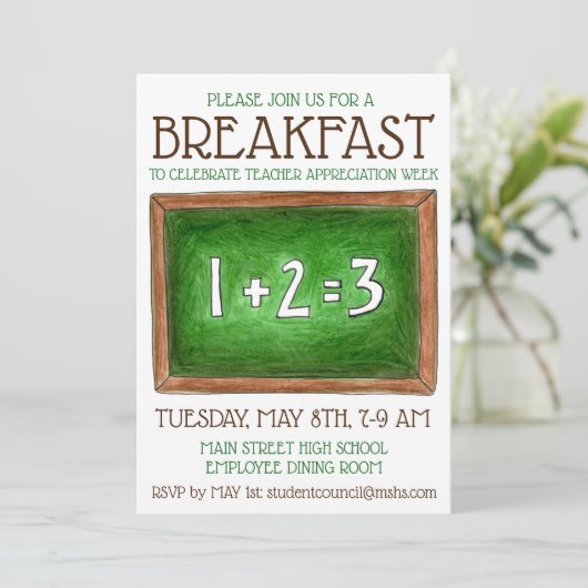 学校の教室の黒板の先生評価 招待状 (スタンド正面)
