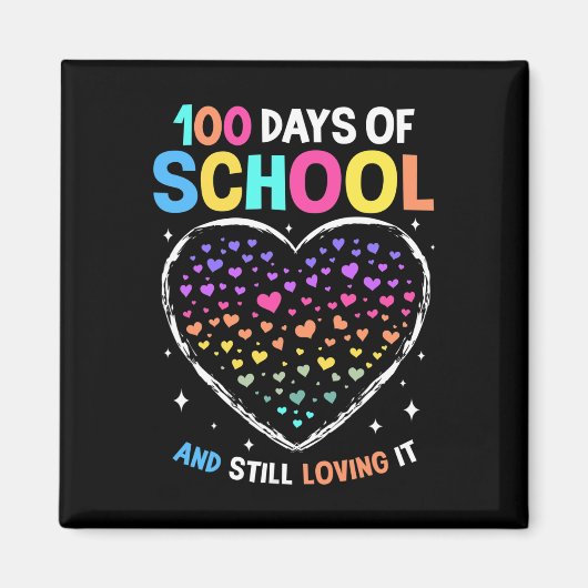 学校の日の男の子の女の子100日学校のティーチ マグネット (正面)