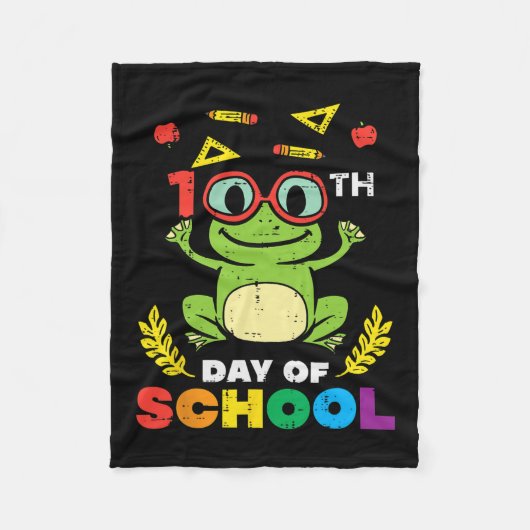 学校の日カエル100日頭が切れる先生子供G フリースブランケット (正面)
