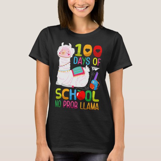 学校の日ユニコーン女の子100日学校1 Tシャツ (正面)