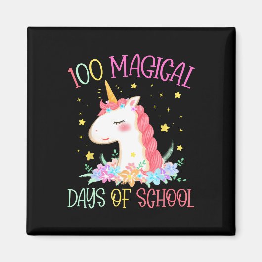 学校の日ユニコーン100魔法の日の女教えの子 マグネット (正面)
