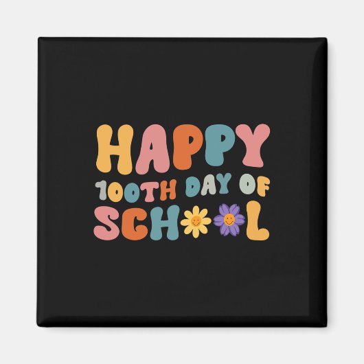 学校の日先生レトログルービーハッピー100日 マグネット (正面)