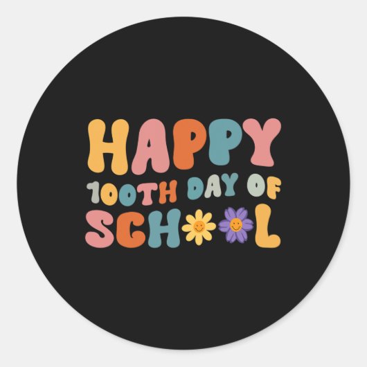 学校の日先生レトログルービーハッピー100日 ラウンドシール (正面)