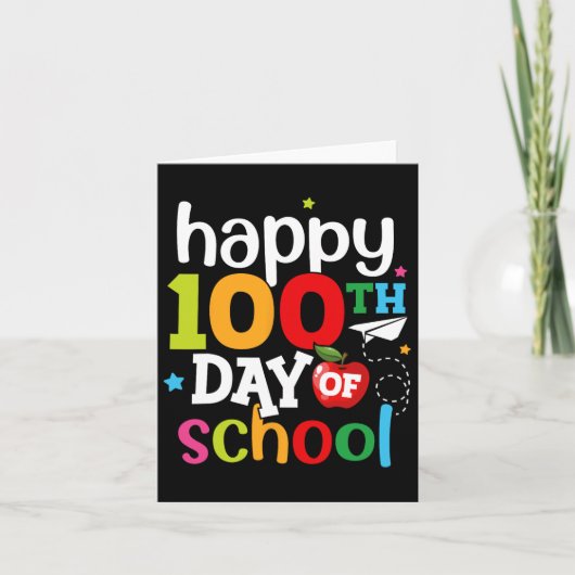 学校の日先生子供たち女の子の男の子ハッピー100 D カード (正面)