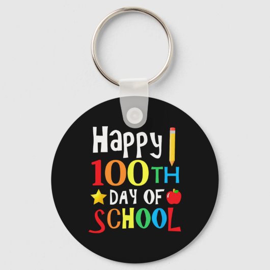 学校の日先生子供の子供ハッピー100日1 キーホルダー (正面)