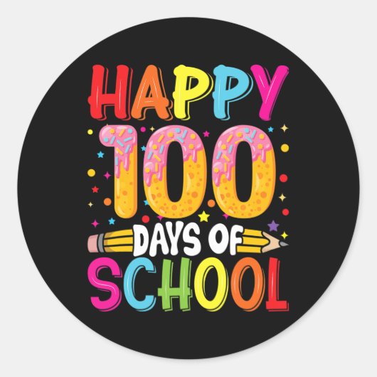学校の日先生子供ハッピー100日2 ラウンドシール (正面)