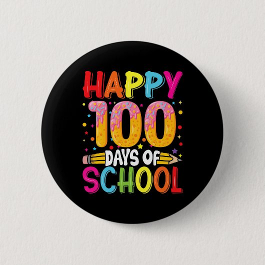 学校の日先生子供ハッピー100日5 缶バッジ (正面)
