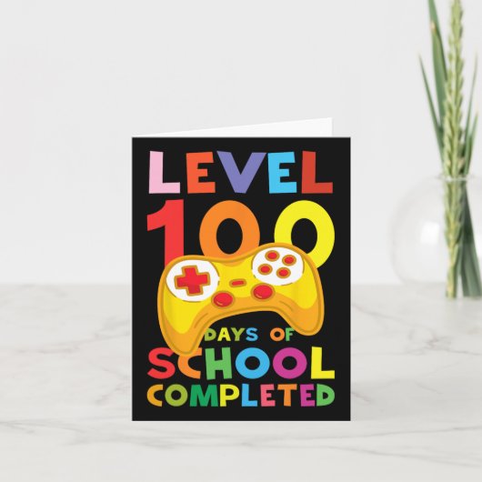 学校の日先生学生子供100日 カード (正面)
