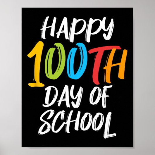 学校の日先生男の子の女の子の子ハッピー100ダ ポスター (正面)