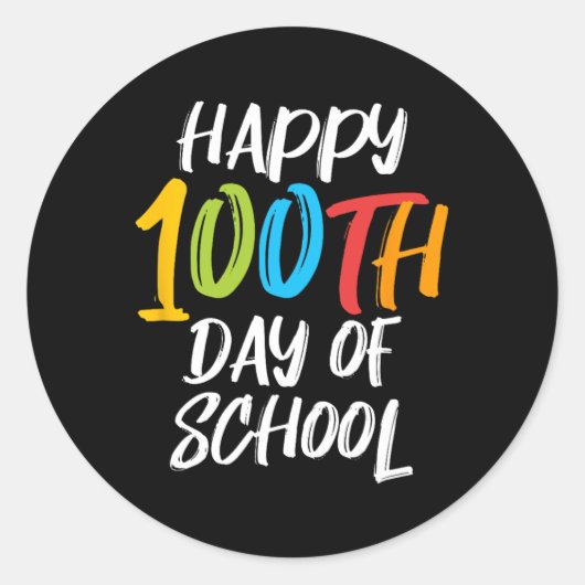 学校の日先生男の子の女の子の子ハッピー100ダ ラウンドシール (正面)