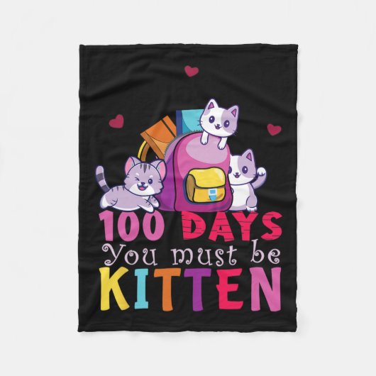 学校の日子猫のおもしろい学生の子供 フリースブランケット (正面)