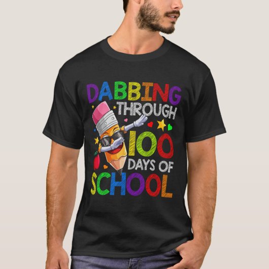 学校の日鉛筆ダービング100日子供たちG Tシャツ (正面)