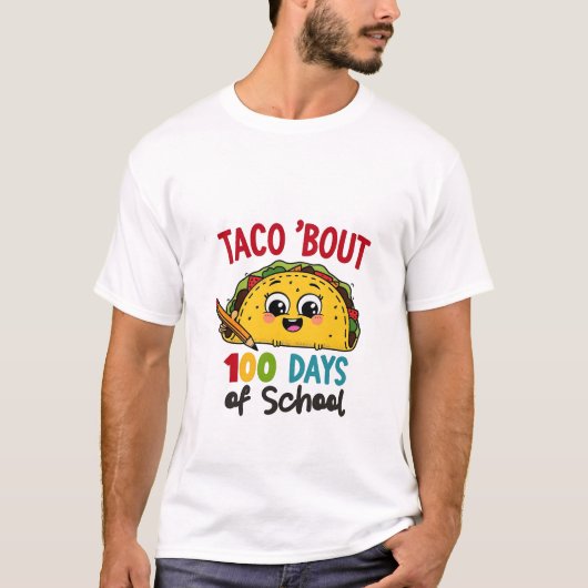 学校の日100おもしろい先生タコス Tシャツ (正面)