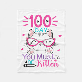 学校の日100人は子猫にちがいない100日 フリースブランケット