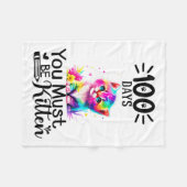 学校の日100人は子猫にちがいない100日 フリースブランケット (正面(横))