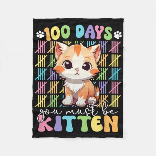 学校の日100人は子猫にちがいない100日 フリースブランケット (正面)