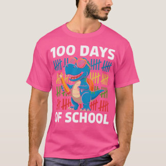 学校の日100 Dino学校の100日目Dinosa Tシャツ