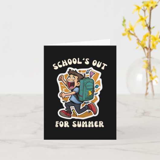 学校の日 – おもしろい学校は夏の茶室に カード (黄色い花)