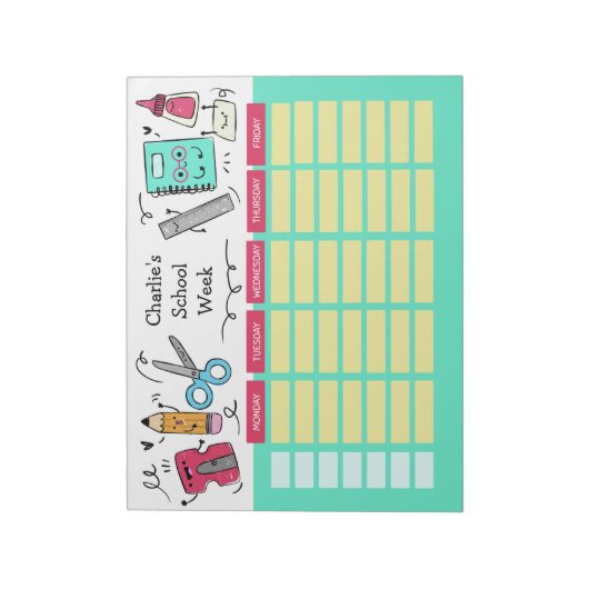 学校の時間表名前をカスタムするのメモ帳 ノートパッド (回転)