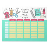 学校の時間表名前をカスタムするのメモ帳 ノートパッド (正面)