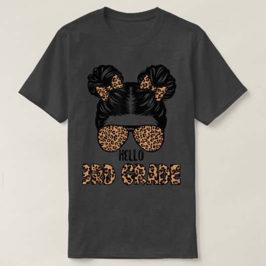 学校の最初の日こんにちは3年生ヒョウ乱雑 Tシャツ (デザイン正面)