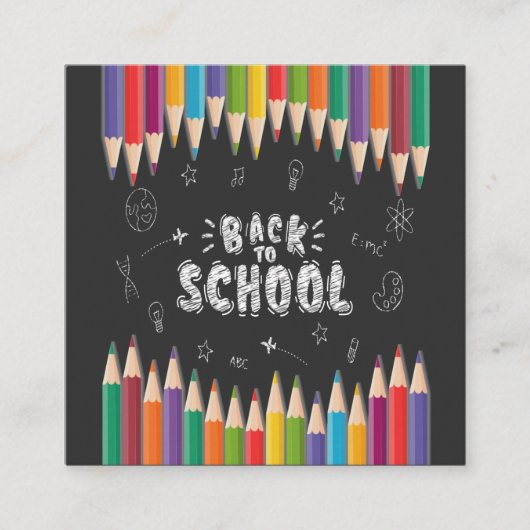 学校の最初の日のシャツ、ようこそ新学期 スクエア名刺 (正面)