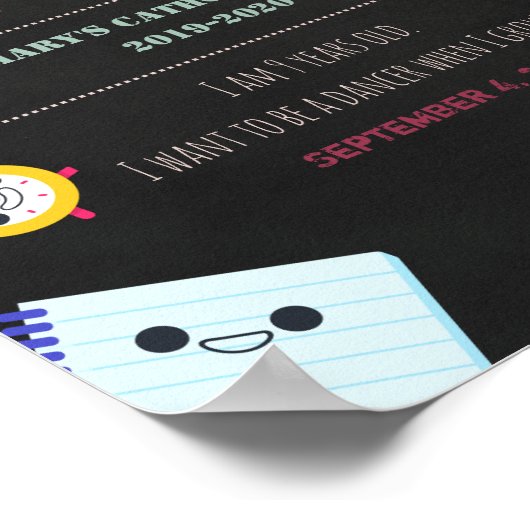 学校の最初の日の看板チョークボード学校の供給 ポスター (角)