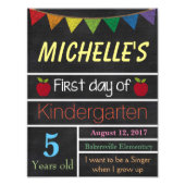 学校の最初の日の看板、学校の黒板の標識 フォトプリント            (正面)