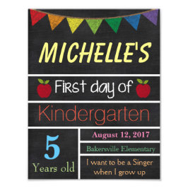 学校の最初の日の看板、学校の黒板の標識 フォトプリント           