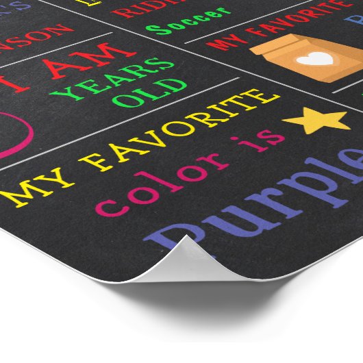 学校の最初の日の看板Chalkboardのカスタム写真 ポスター (角)